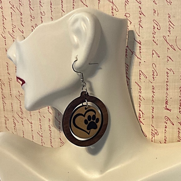 Big Paw Earrings, Dog Love,  Light Weight Statement Dog Earrings.  Gift Idea - Picture 2 of 6